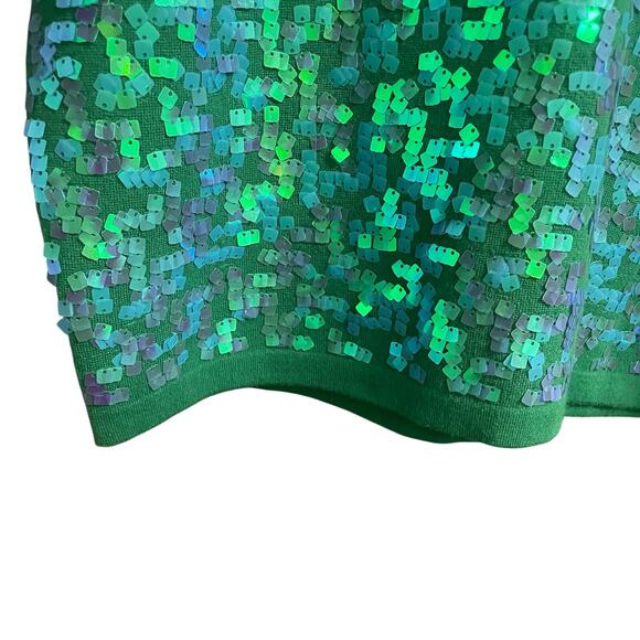 NWT Essentiel Antwerp Sequin Glitz Polo Top Short Sleeve Hulk Green Womens XS - Picture 3 of 11